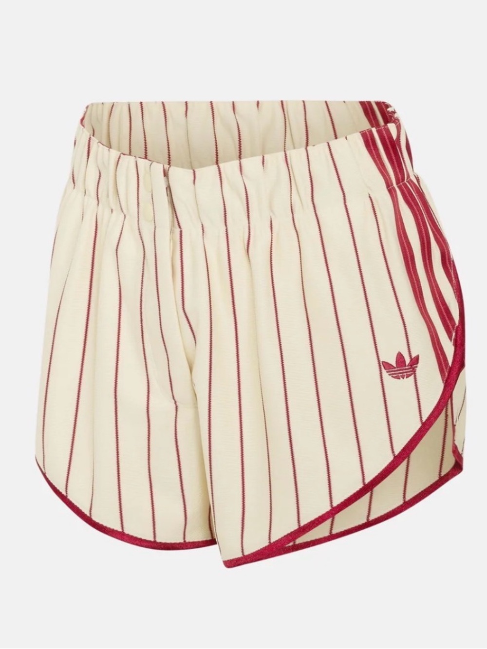 Adidas Women's Burgundy Beige Pinstripe Shorts KR9553 Size Medium